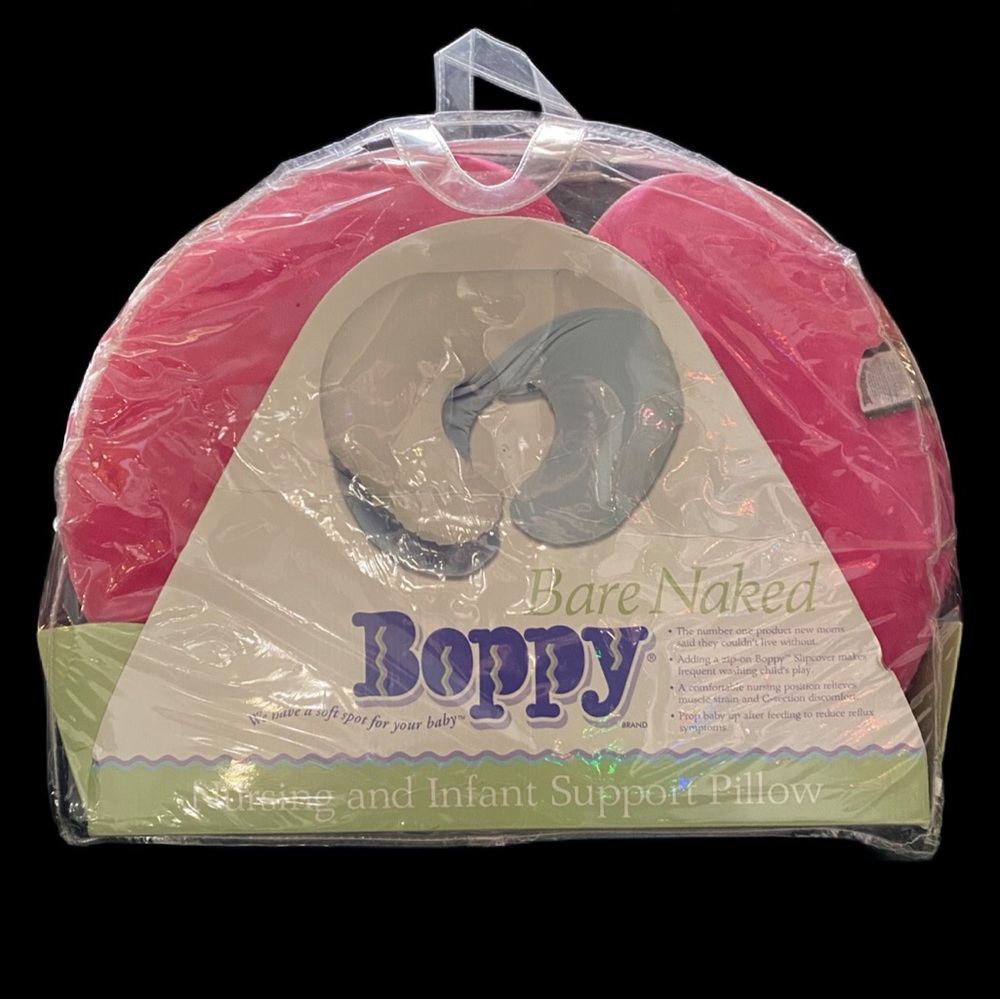 Boppy Bare Naked Nursing Support Pillow With Pink Minky Cover